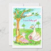 Neue Baby Duwer Girl Fairy Tale Tiere Einladung (Vorderseite)