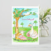 Neue Baby Duwer Girl Fairy Tale Tiere Einladung (Stehend Vorderseite)