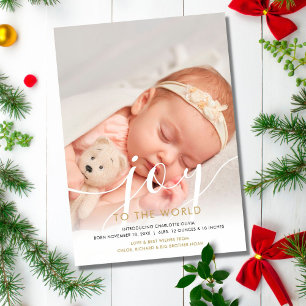 Neue Baby-Foto-Freude für die Welt Geburt Feiertagskarte