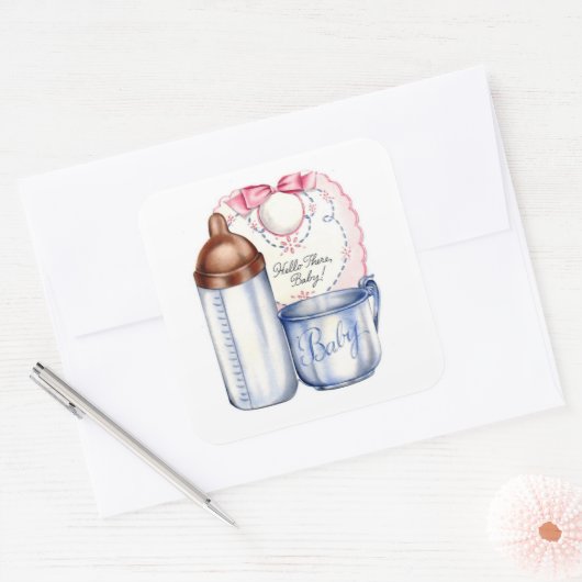 Neue Baby-Geschenksticker für Körbe oder Scrapbche Quadratischer Aufkleber (Umschlag)