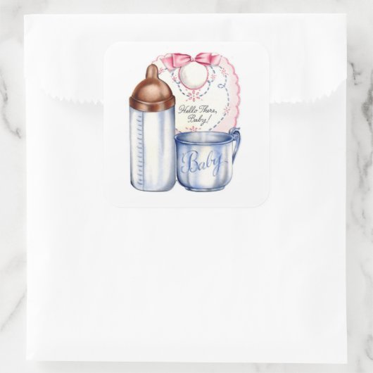 Neue Baby-Geschenksticker für Körbe oder Scrapbche Quadratischer Aufkleber (Tasche)