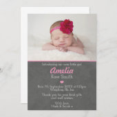 Neue Baby Girl Ankündigung danke Karte (Vorne/Hinten)