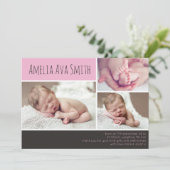 Neue Baby Girl Ankündigung/Dankeschön Karte (Stehend Vorderseite)