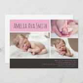 Neue Baby Girl Ankündigung/Dankeschön Karte (Vorne/Hinten)