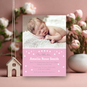 Neue Baby Girl Ankündigung/Dankeschön Karte