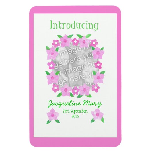 Neue Baby Girl Ankündigung Flexible Magnet (Vertikal)