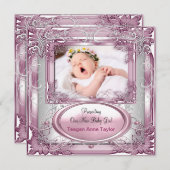 Neue Baby Girl Ankündigung Pink Silver (Vorne/Hinten)
