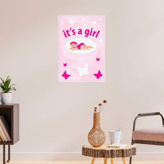 Neue Baby Girl-Ankündigung Poster