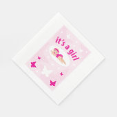 Neue Baby Girl-Ankündigung Serviette (Ecke)