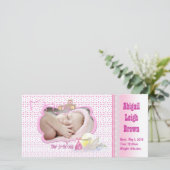 Neue Baby Girl Foto Card Ankündigung (Stehend Vorderseite)