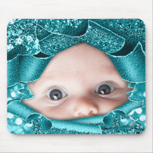 Neue Baby Girl Foto Mutter Aquamariner Glitzer Mousepad