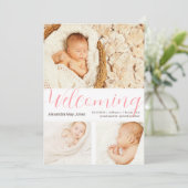 Neue Baby Girl Foto Vorlage begrüßen (Stehend Vorderseite)