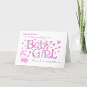 Neue Baby Girl Gratulationen Rosa Herzkarte Feiertagskarte