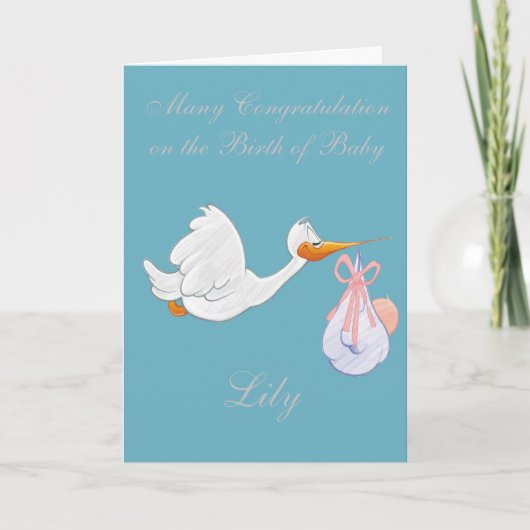 NEUE BABY GIRL GREETING CARD DANKESKARTE (Vorderseite)
