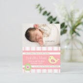 Neue Baby Girl Niedlich Pink Foto Geburtserklärung Ankündigung (Stehend Vorderseite)