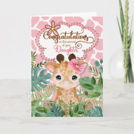 Neue Baby Girl Pink Giraffe Jungle Kongtratulation Karte