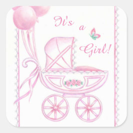 Neue Baby Girl Stickers Pink Buggy & Balloons
