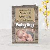 Neue Baby Glückwünsche Foto rustikal braun Karte (Gelbe Blume)