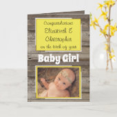 Neue Baby Glückwünsche Foto rustikal gelb Karte (Gelbe Blume)