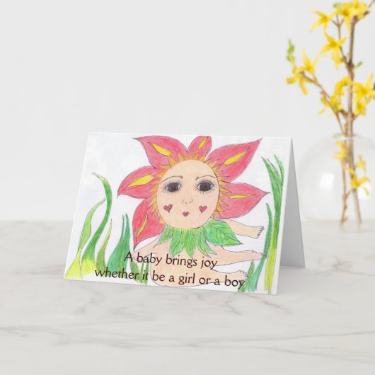 Neue Baby-Glückwünsche Karte (Gelbe Blume)