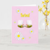 Neue Baby Glückwünsche Twin Girls Karte (Gelbe Blume)