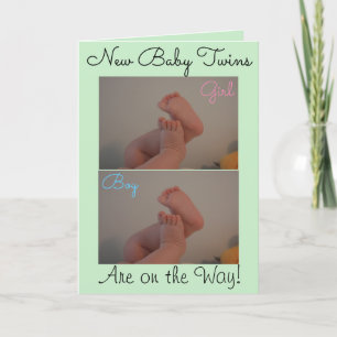 Neue Baby Jungen Mädchen Zwillinge auf dem Weg FOT Karte