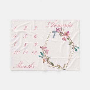 Neue Baby-Kleinkind-Meilenstein-Kirschblüten-Gold- Fleecedecke