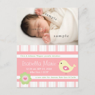 Neue Baby-Mädchen-niedliche rosa Ankündigung