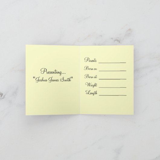 Neue Baby-Mitteilungs-Karte Ankündigung (Innenseite)