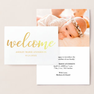 Neue Baby Modern Ankündigung Gold Foil Card
