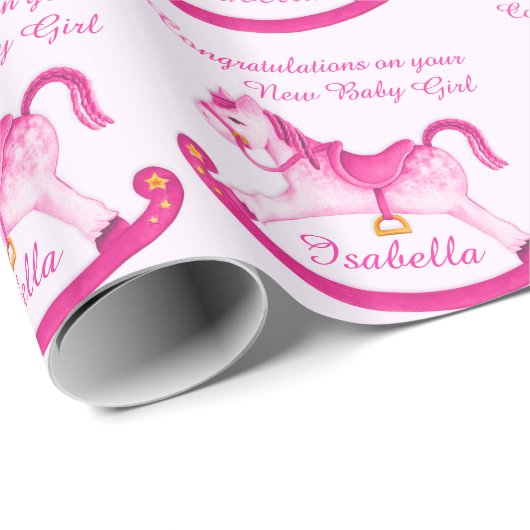 Neue Baby-Namensmusterverpackung des rosa Geschenkpapier (Rolleneckpunkt)