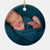 Neue Baby Personalisiert Foto Baby Infos Weihnacht Keramik Ornament (Hinten)