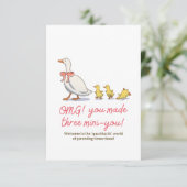 Neue Baby Playful Ducky Puff Glückwunschkarte Karte (Stehend Vorderseite)