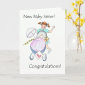 Neue Baby-Schwester-Glückwunsch-Karte Karte (Gelbe Blume)