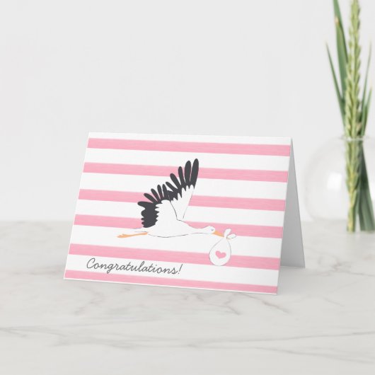 Neue Baby Storch Gratulations Card Karte (Vorderseite)