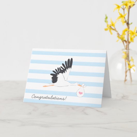 Neue Baby Storch Gratulations Card Karte (Gelbe Blume)