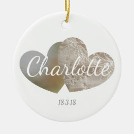 Neue Baby-/Tauflace & Perlherzverzierung Keramik Ornament