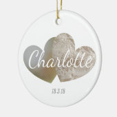 Neue Baby-/Tauflace & Perlherzverzierung Keramik Ornament (Links)