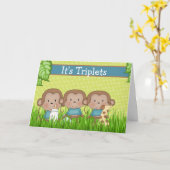 Neue Baby Triplet Boys Niedlicher Affe Karte (Gelbe Blume)