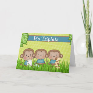 Neue Baby Triplet Boys Niedlicher Affe Karte