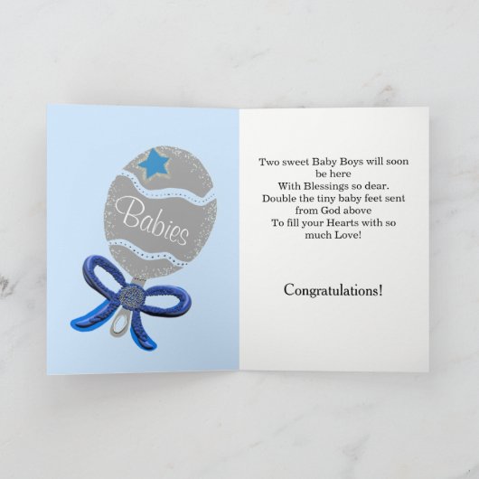 Neue Baby Twin Boys auf dem Weg FOTO Karte (Innenseite)