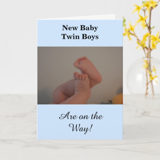 Neue Baby Twin Boys auf dem Weg FOTO Karte (Gelbe Blume)