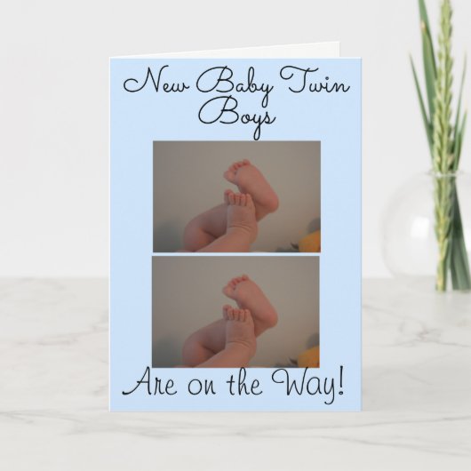 Neue Baby Twin Boys Foto Card Karte (Vorderseite)