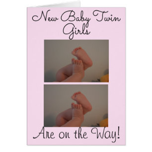 Neue Baby Twin Girls On The Way Foto Card