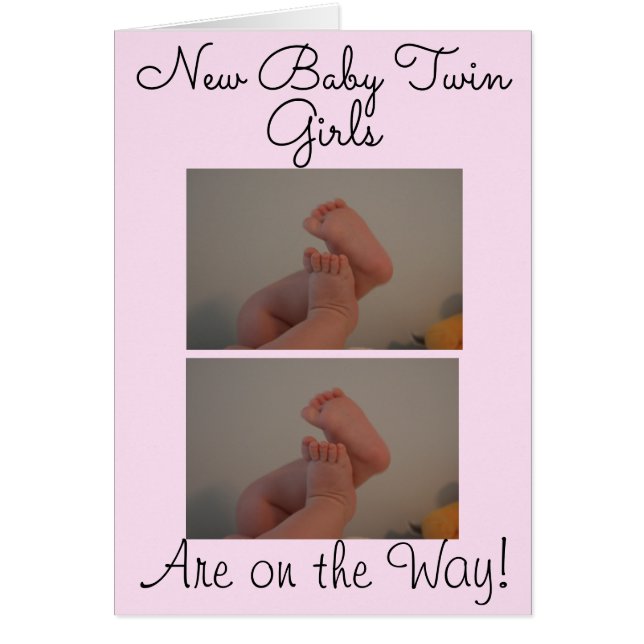 Neue Baby Twin Girls On The Way Foto Card (Vorne)