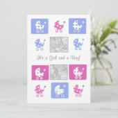 Neue Baby Twins Ankündigung Foto-Karte (Stehend Vorderseite)