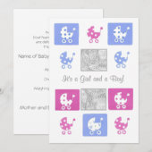 Neue Baby Twins Ankündigung Foto-Karte (Vorne/Hinten)