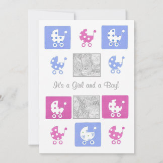 Neue Baby Twins Ankündigung Foto-Karte