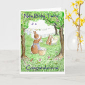 Neue Baby Twins Gratulations Card Karte (Gelbe Blume)
