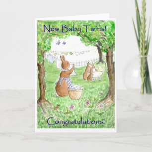 Neue Baby Twins Gratulations Card Karte